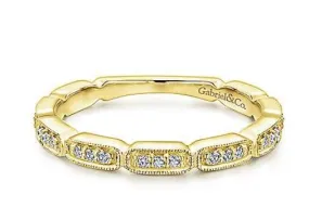 14K Yellow Gold Segmented Diamond Stackable Ring