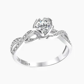 1CT Round Twist Sterling Silver CZ Ring