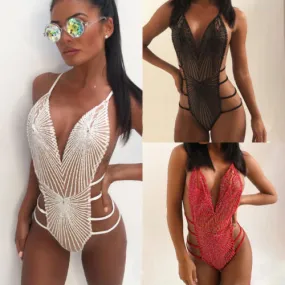 2021 Summer New Women Swimwear One-Piece Swimsuit Straps Backless Monokini Push Up Bikini Sizes S - XL