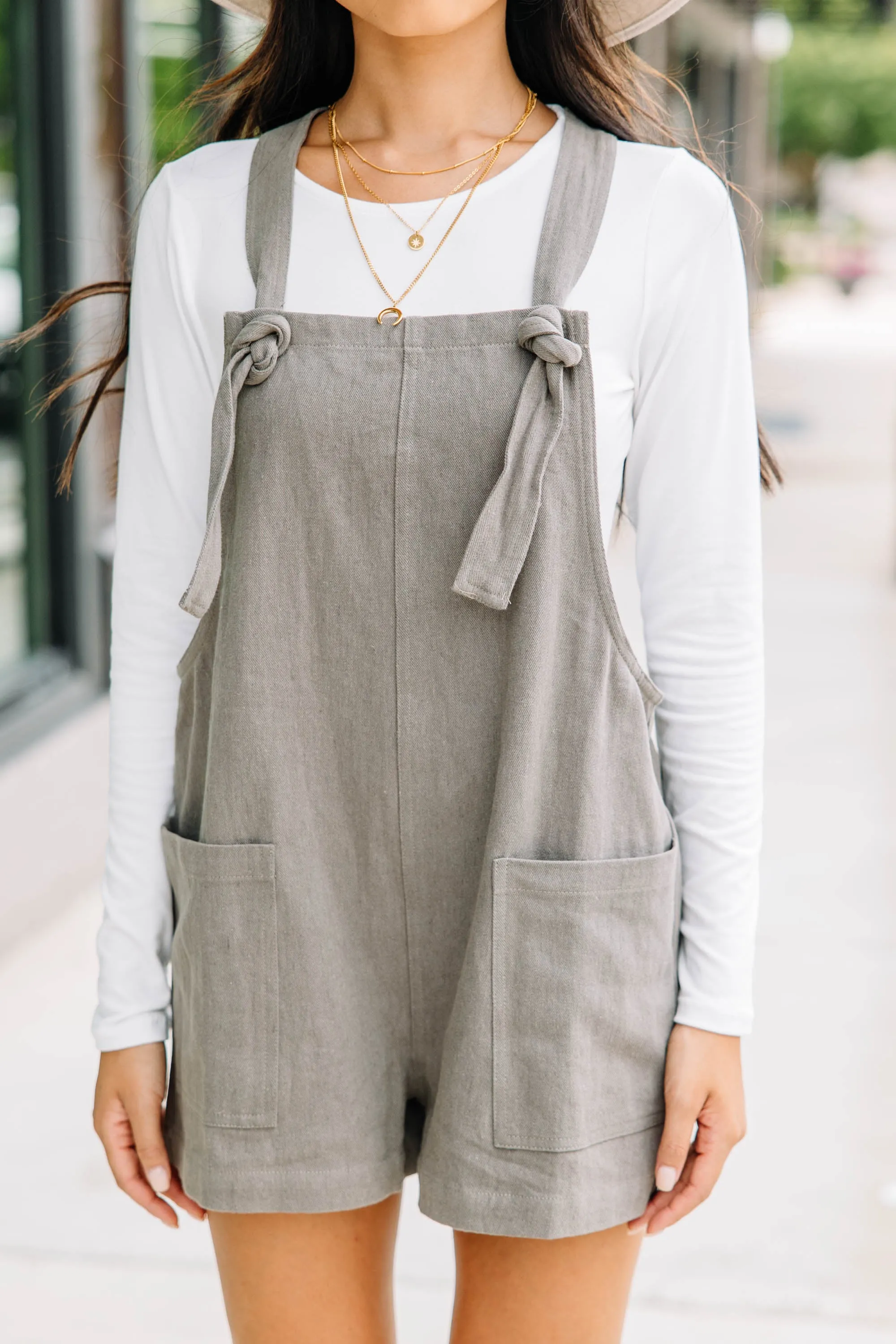 All You Can Do Gray Denim Overalls