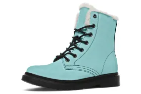 Aqua Mist Winter Boots - Warm Micro-Suede Doc-Style Boots Lined with Vegan Wool