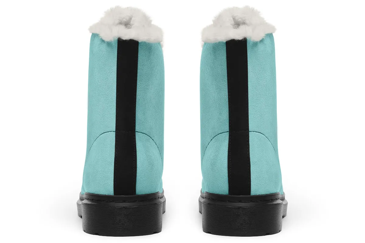 Aqua Mist Winter Boots - Warm Micro-Suede Doc-Style Boots Lined with Vegan Wool