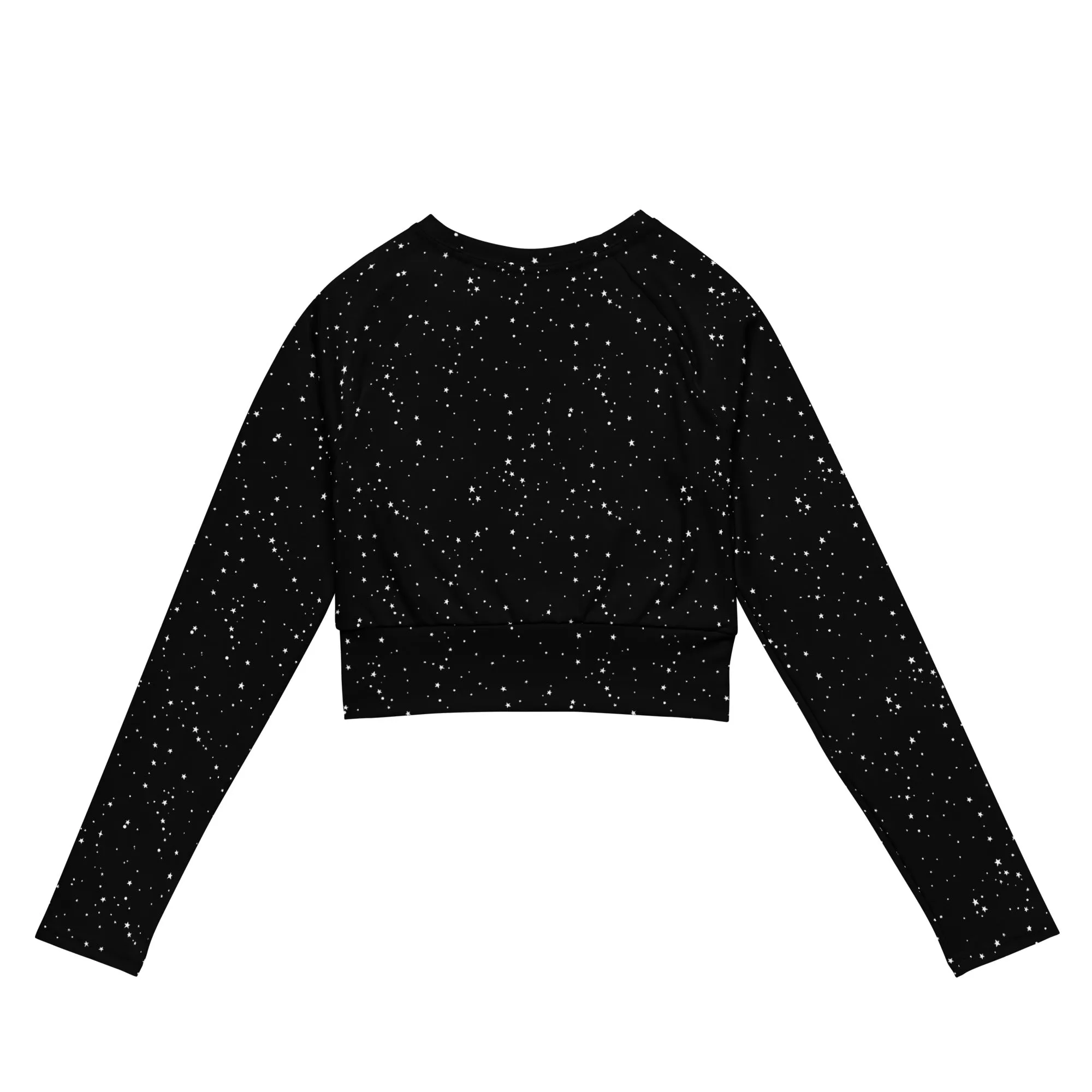 Astral Long Sleeve Crop Top - Cute Black Cropped Tee with UPF 50  Protection, Pagan Gothic Sportwear, Witchy Grunge Activewear