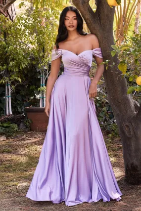 AURA Off the Shoulder Silky A Line Bridesmaid Formal Dress