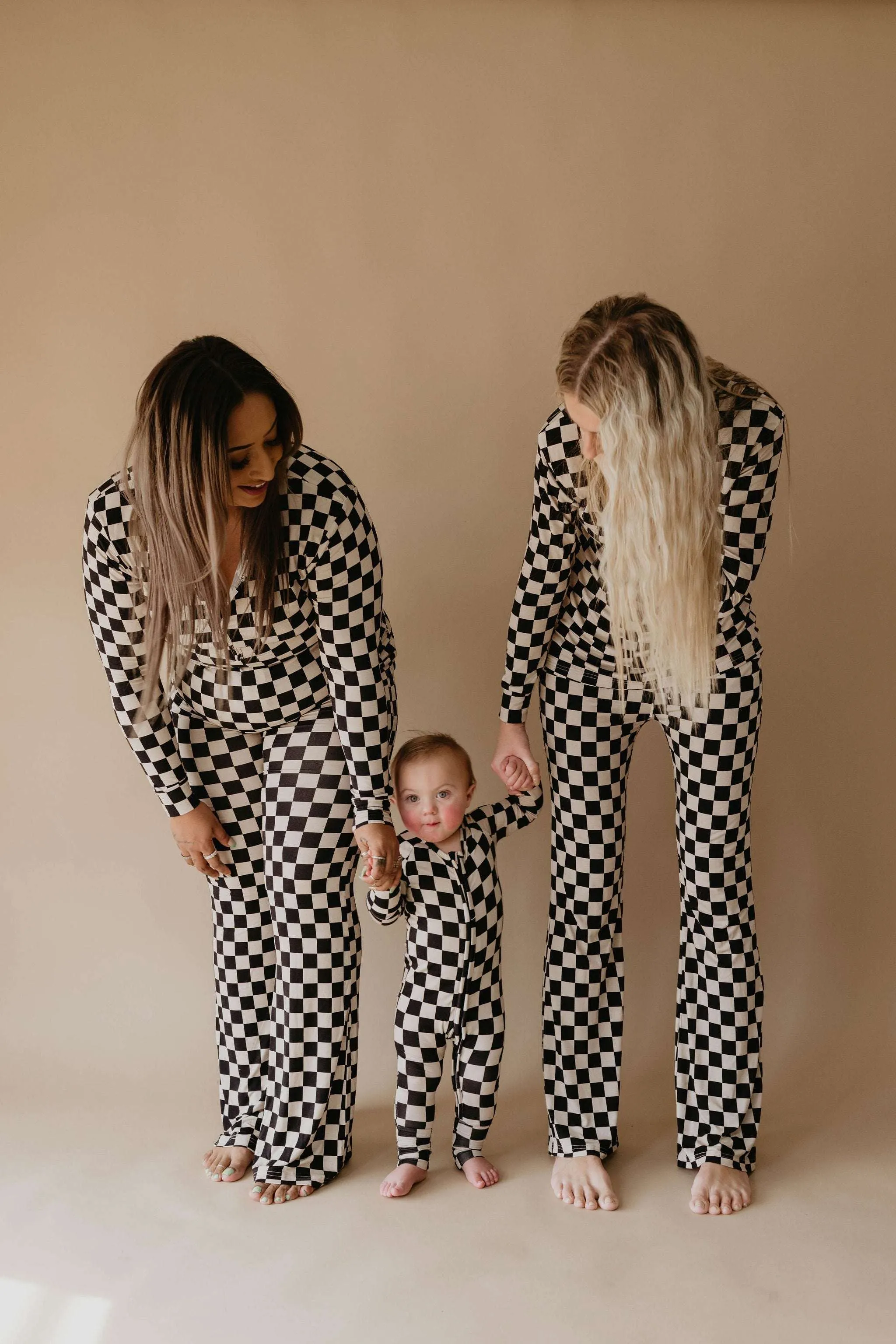 Black Checkerboard | Bamboo Zip Pajamas