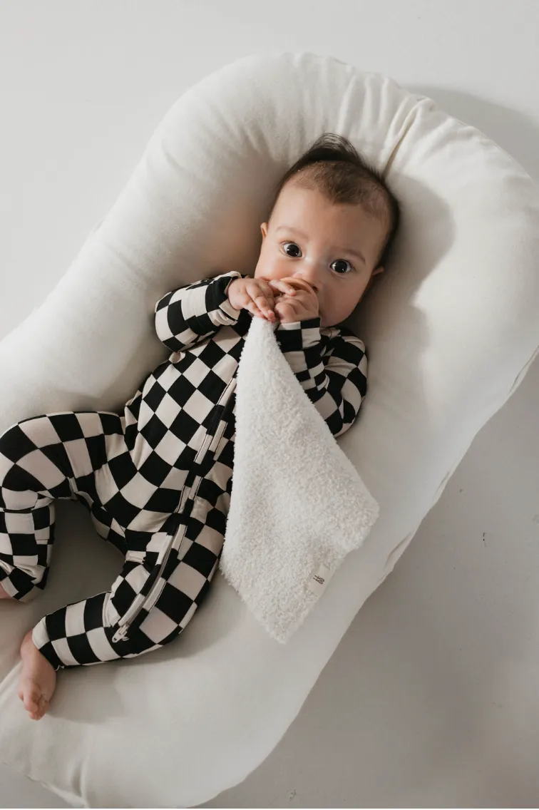 Black Checkerboard | Bamboo Zip Pajamas