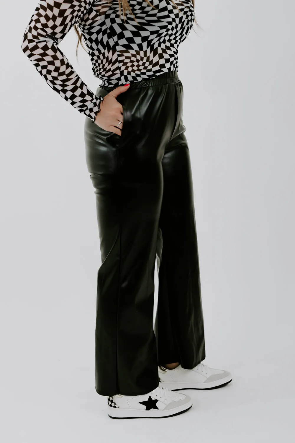 Chasing Pavement Faux Leather Pant, Black