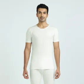 Cotton Rich Thermal Short Sleeve Vest Ivory White