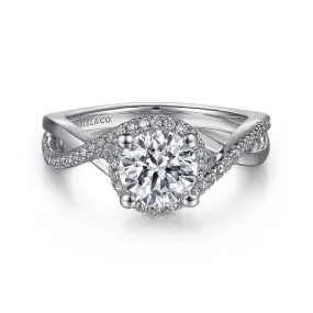 Courtney - 14K White Gold Round Halo Diamond Engagement Ring