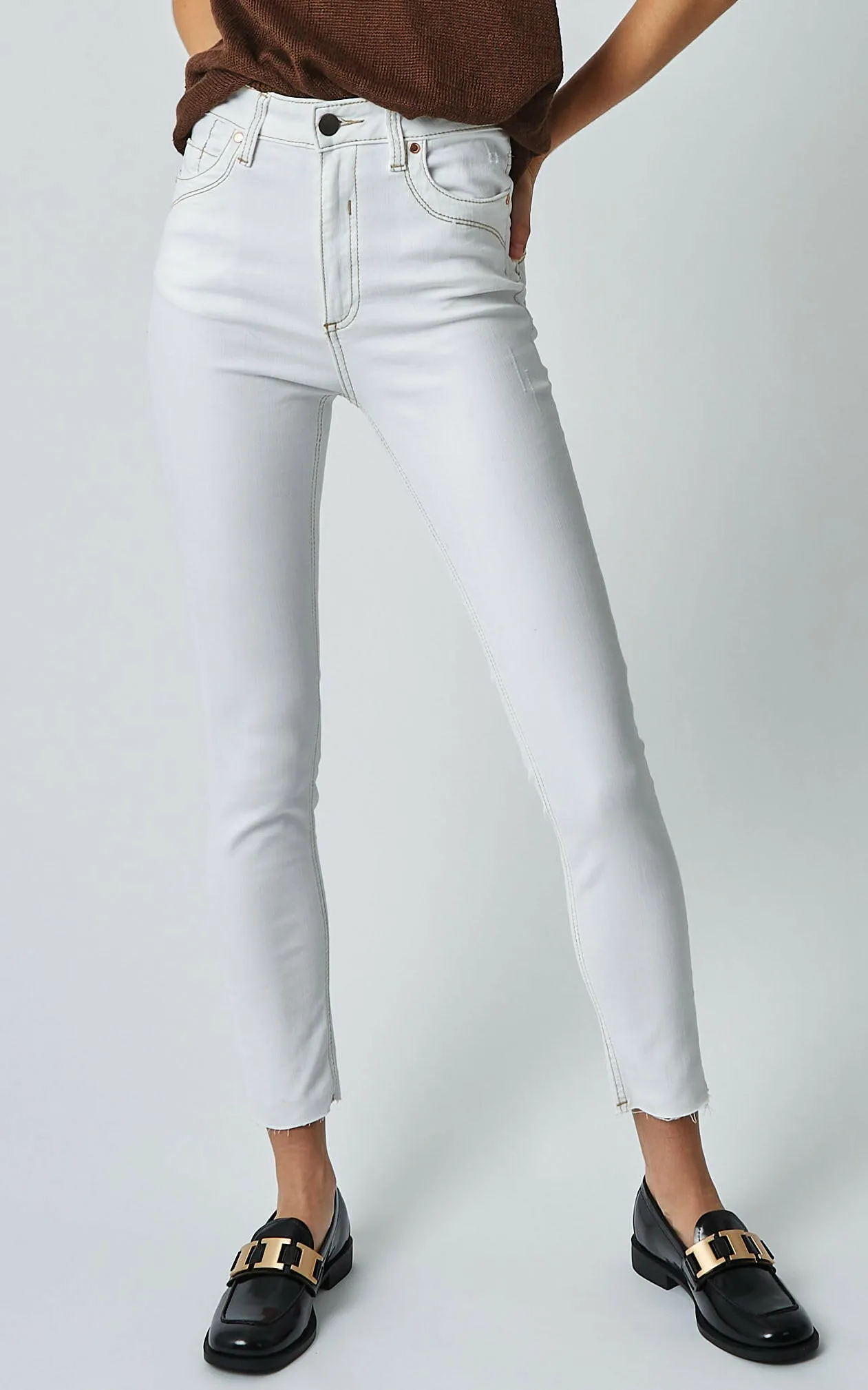 DCD High Waisted White Jeans