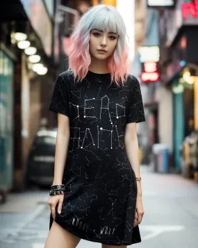 Dead or Alive Tee Dress - Vegan Oversized T-shirt Witchy Alt Style Occult Grunge Aesthetic Unisex Goth Black Dress