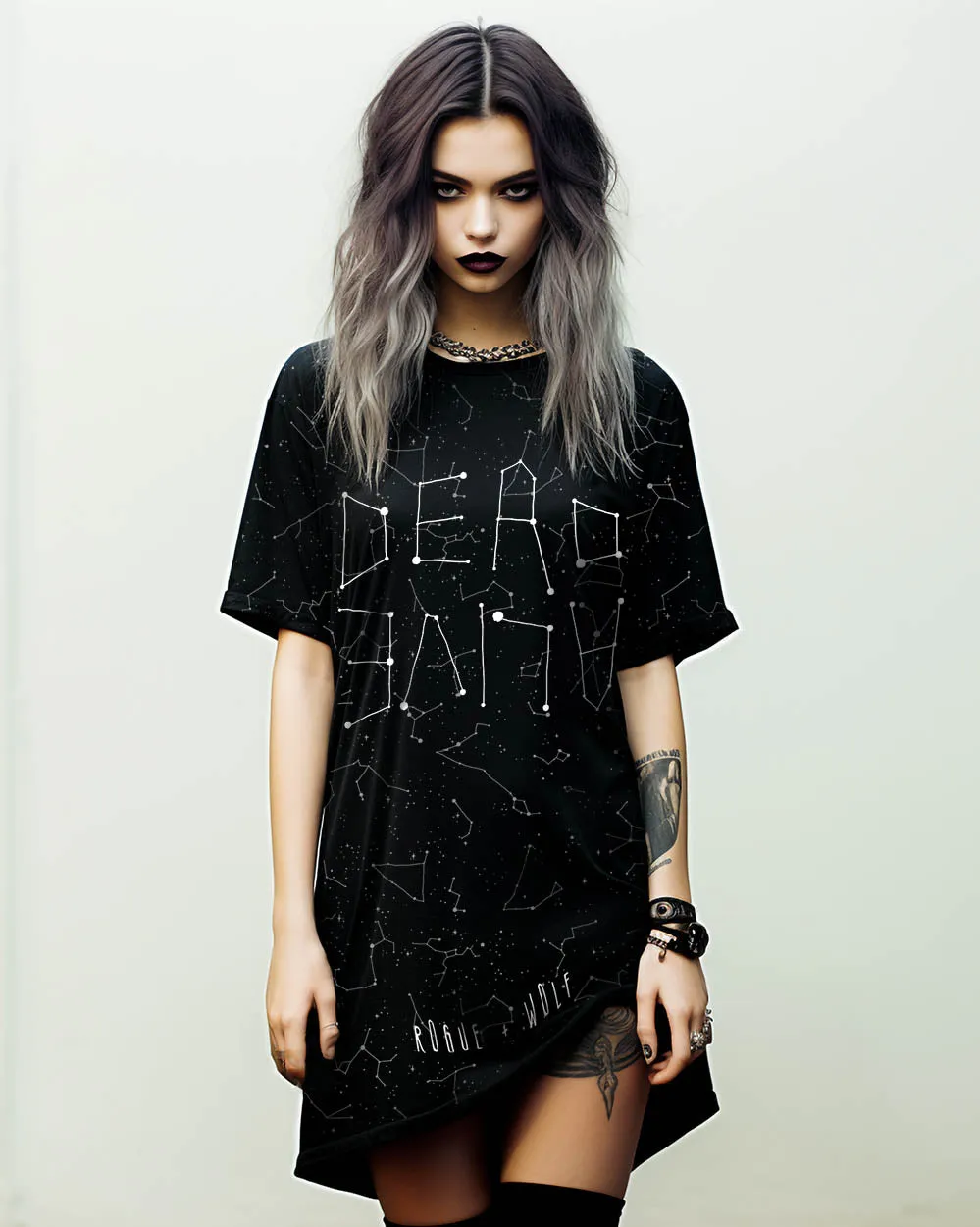 Dead or Alive Tee Dress - Vegan Oversized T-shirt Witchy Alt Style Occult Grunge Aesthetic Unisex Goth Black Dress