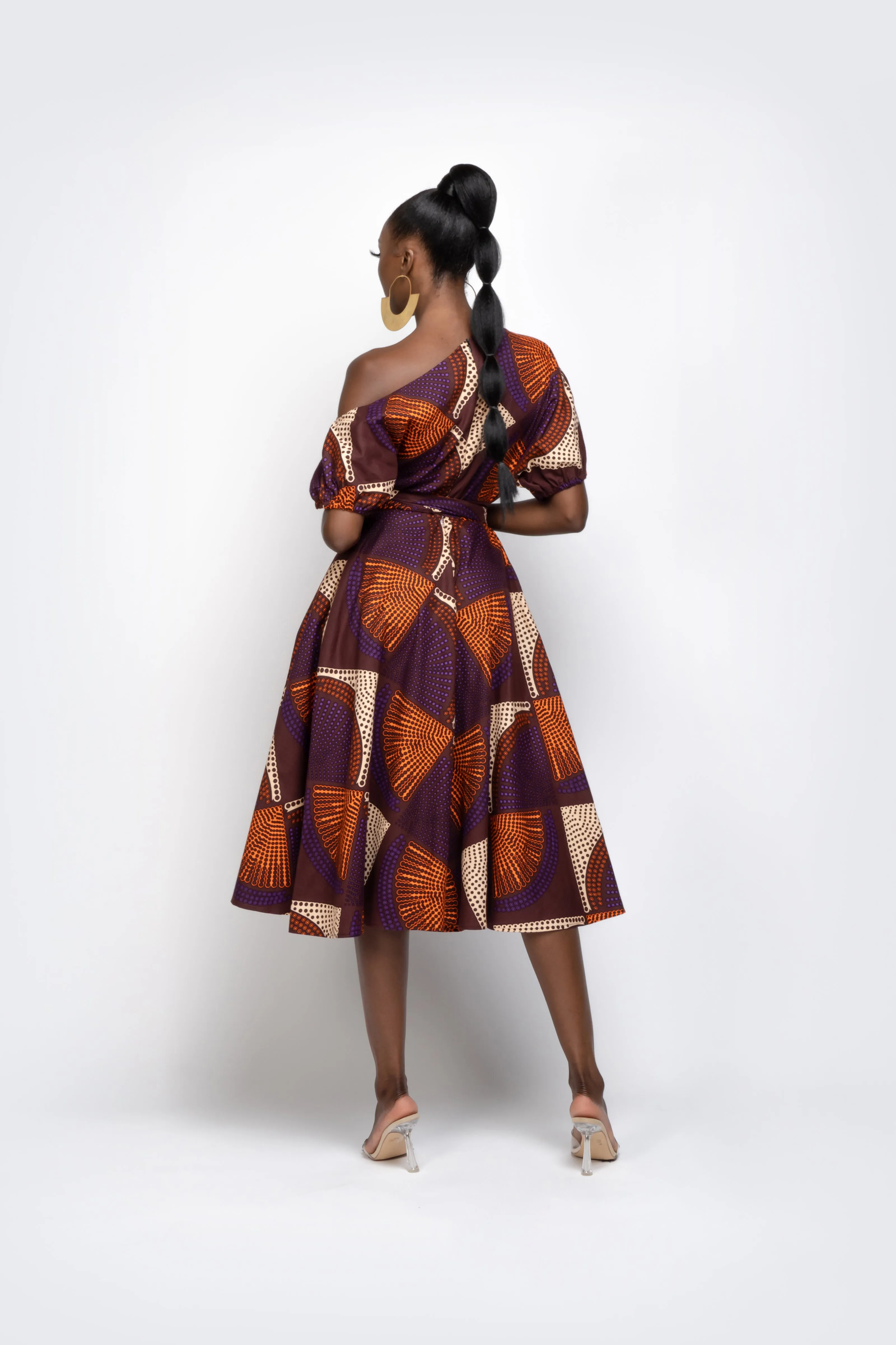 DORA African Print One-shoulder Midi Dress