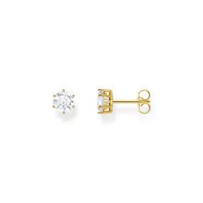 Ear studs with white zirconia in brilliant cut