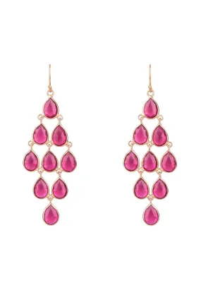 Erviola Gemstone Cascade Earrings Rose Gold Pink Tourmaline