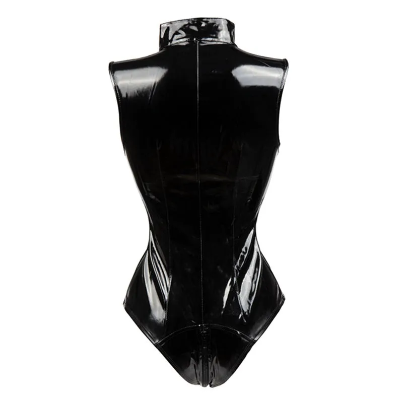 'Hail' Black Gothic Latex PU Bodysuit