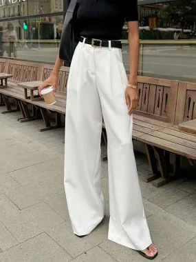 High Waist Wide Leg White Long Pants