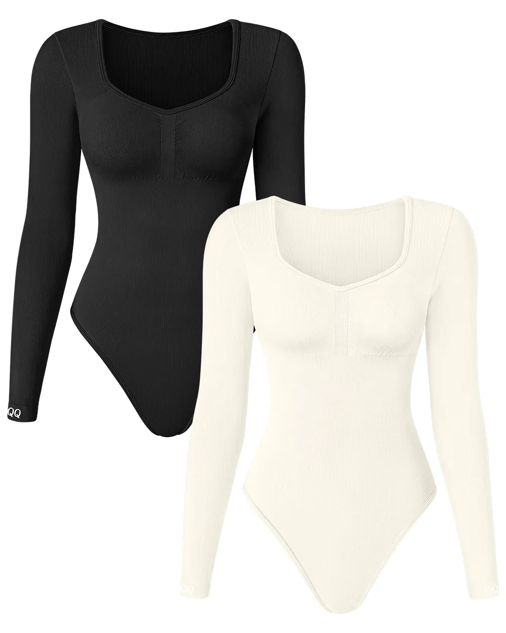 Long Sleeve  flattering bust ruched bodysuits