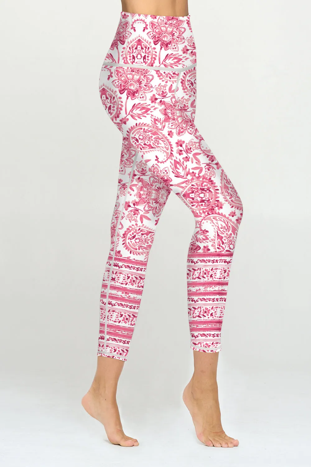 Mia  - Pink Floral Bandana - 7/8  Legging  (High-Waist) - LIMITED EDITION