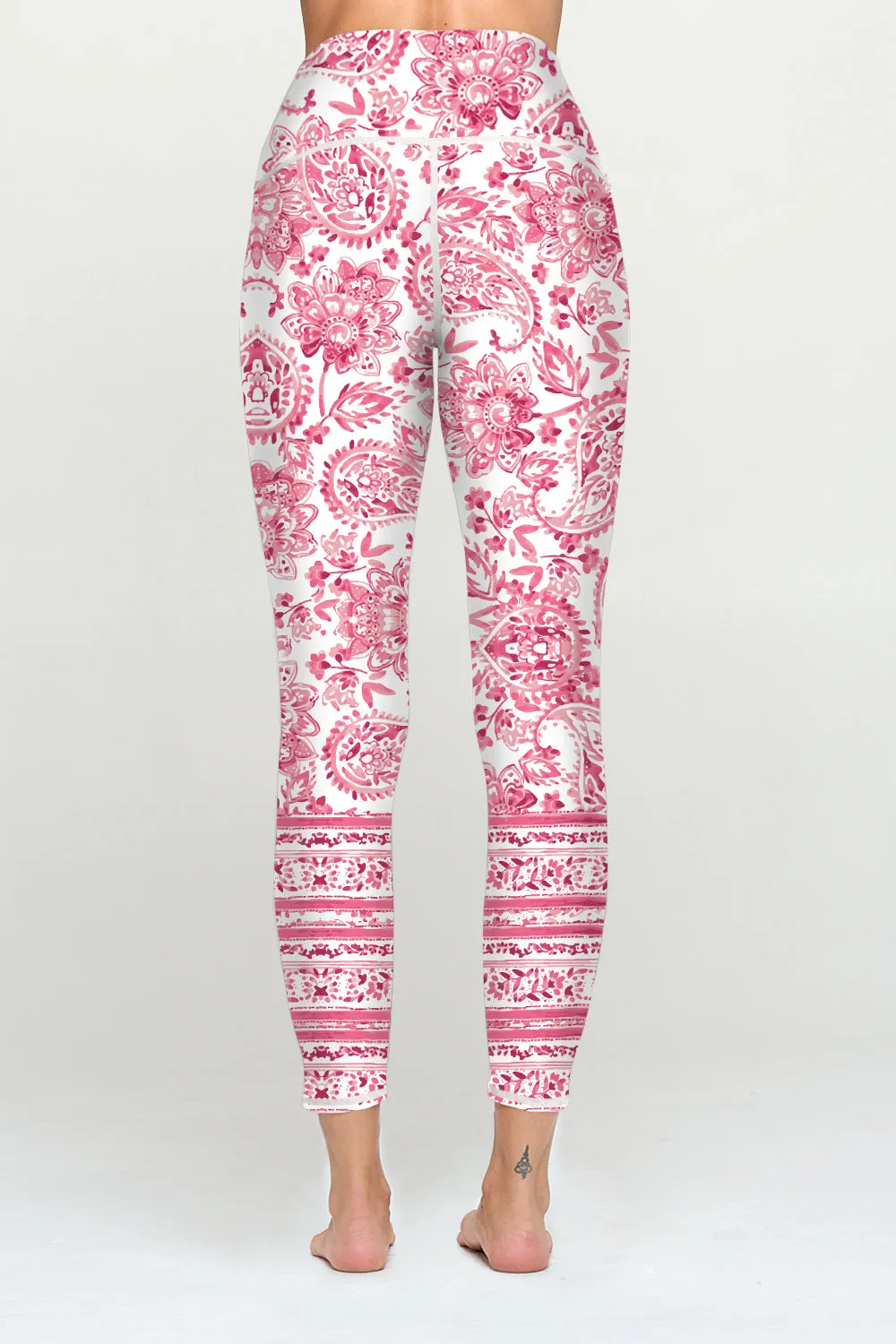 Mia  - Pink Floral Bandana - 7/8  Legging  (High-Waist) - LIMITED EDITION