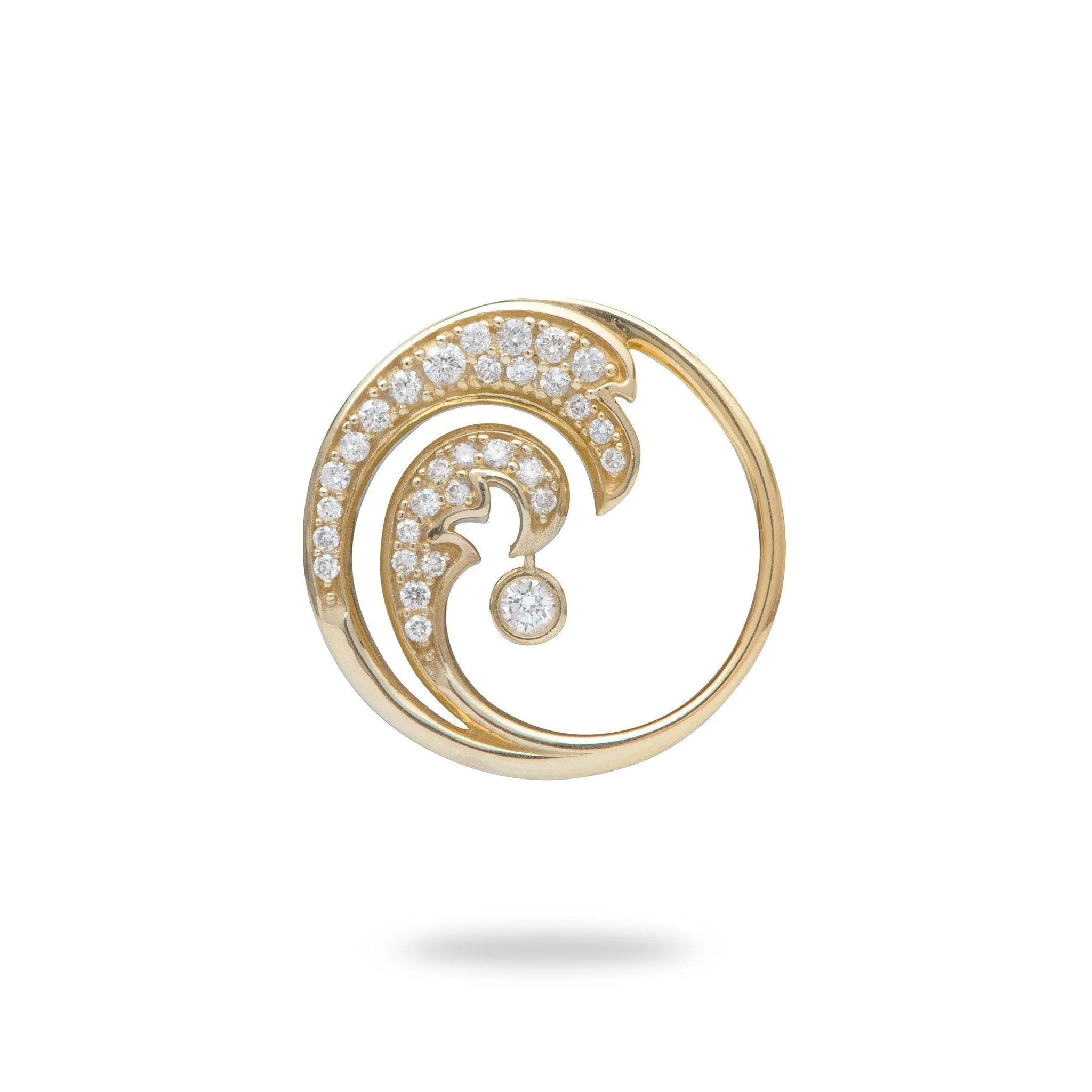 Nalu Pendant in Gold with Diamonds - 22mm