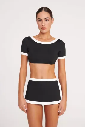 NELL SWIM SKIRT | BLACK WHITE