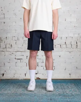 Norse Projects Benn Light Wool Pleated Short Dark Navy