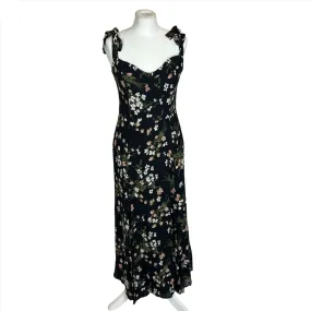 Reformation Brand New Black Floral Crepe  Maxi Dress M