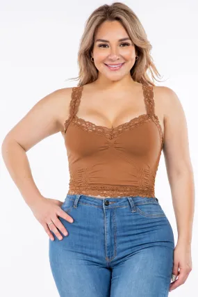 Seamless Bralette Camisole with Lace (Plus Size)