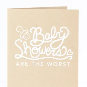 snarky baby shower card, funny baby shower card for friend, baby showers are the worst