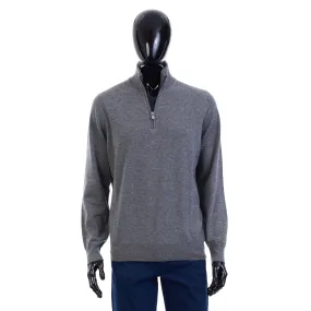 Turtleneck Sweater With Zipper In Dark Gray Cashmere