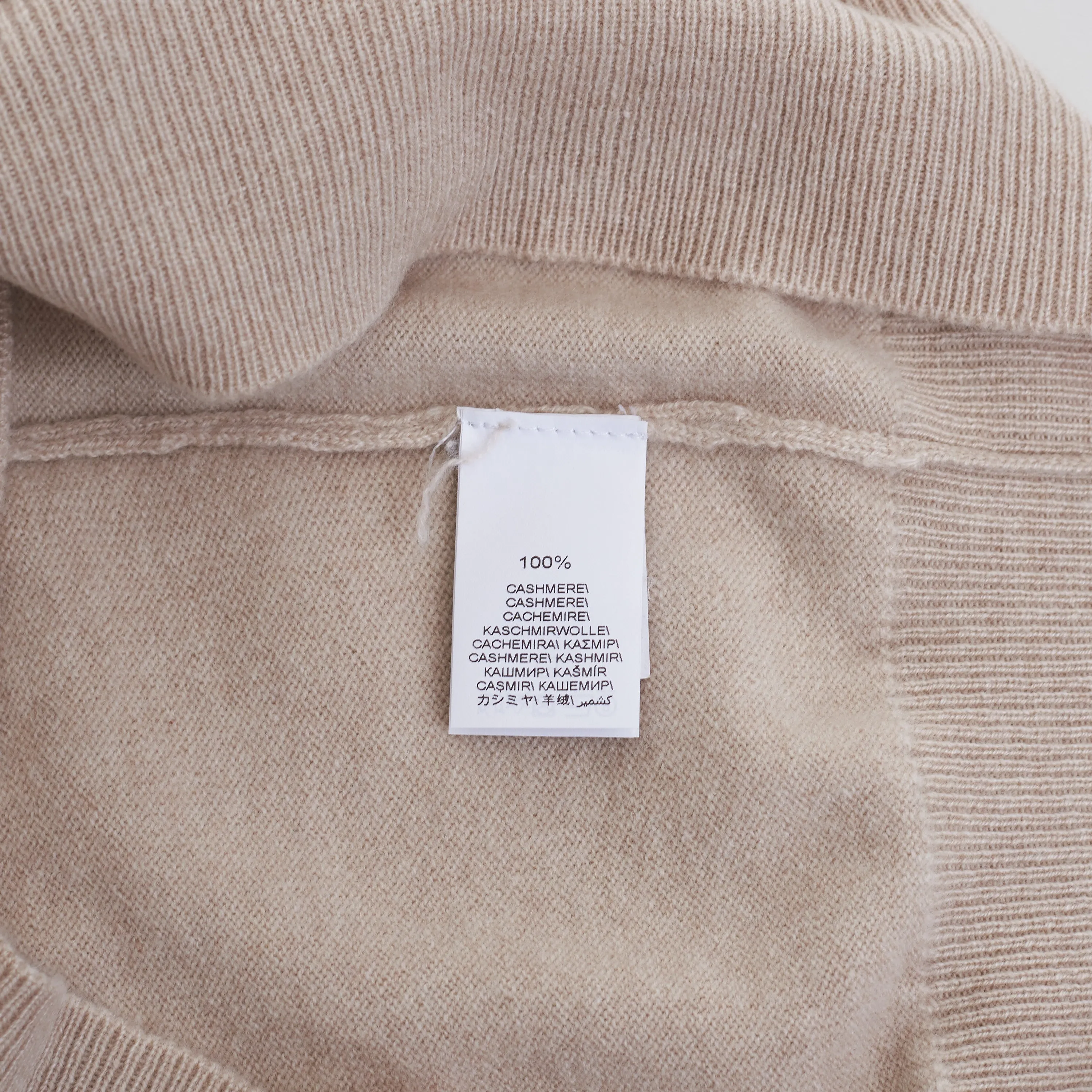 Turtleneck Sweater With Zipper In Sand Beige Cashmere